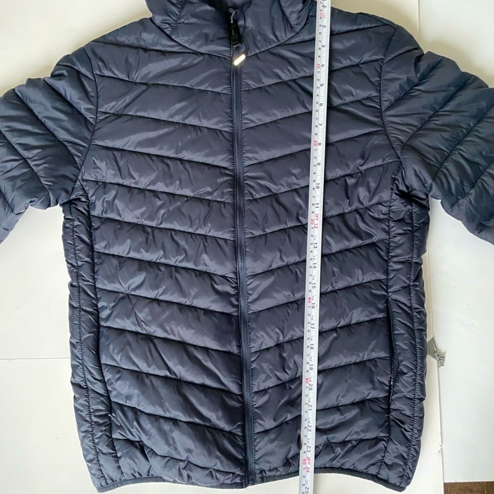 J.STYLE puff light jacket with hood navy size M - Picture 2 of 11